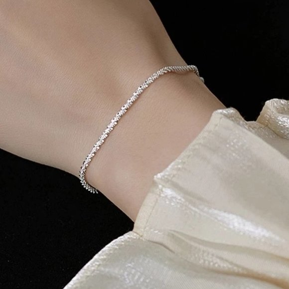 *NEW 925 Sterling Silver Simple Chain Bracelet - Picture 2 of 7